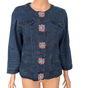 Ruby Rd Womens Boho Denim Jacket size 16